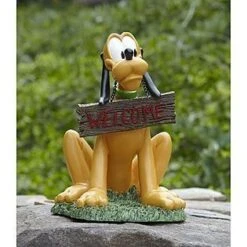 Disney Garden Statue - Flower Garden - Pluto Holding Welcome Sign - LARGE