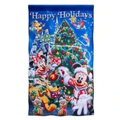Disney Christmas Yard Flag Banner - Mickey And Friends Happy Holiday