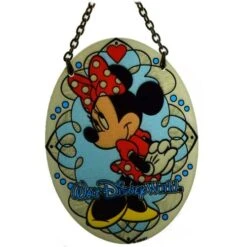 Disney Stained Glass Sun Catcher - Minnie Mouse - Small Oval