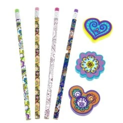 Disney Pencils & Erasers Set- Mickey Mouse Paisely