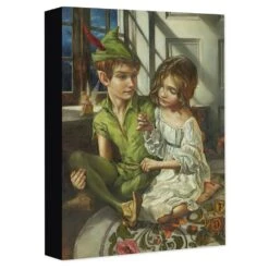 Disney Peter Pan And Wendy ''Sewn To His Shadow'' Giclée On Canvas By Heather Edwards