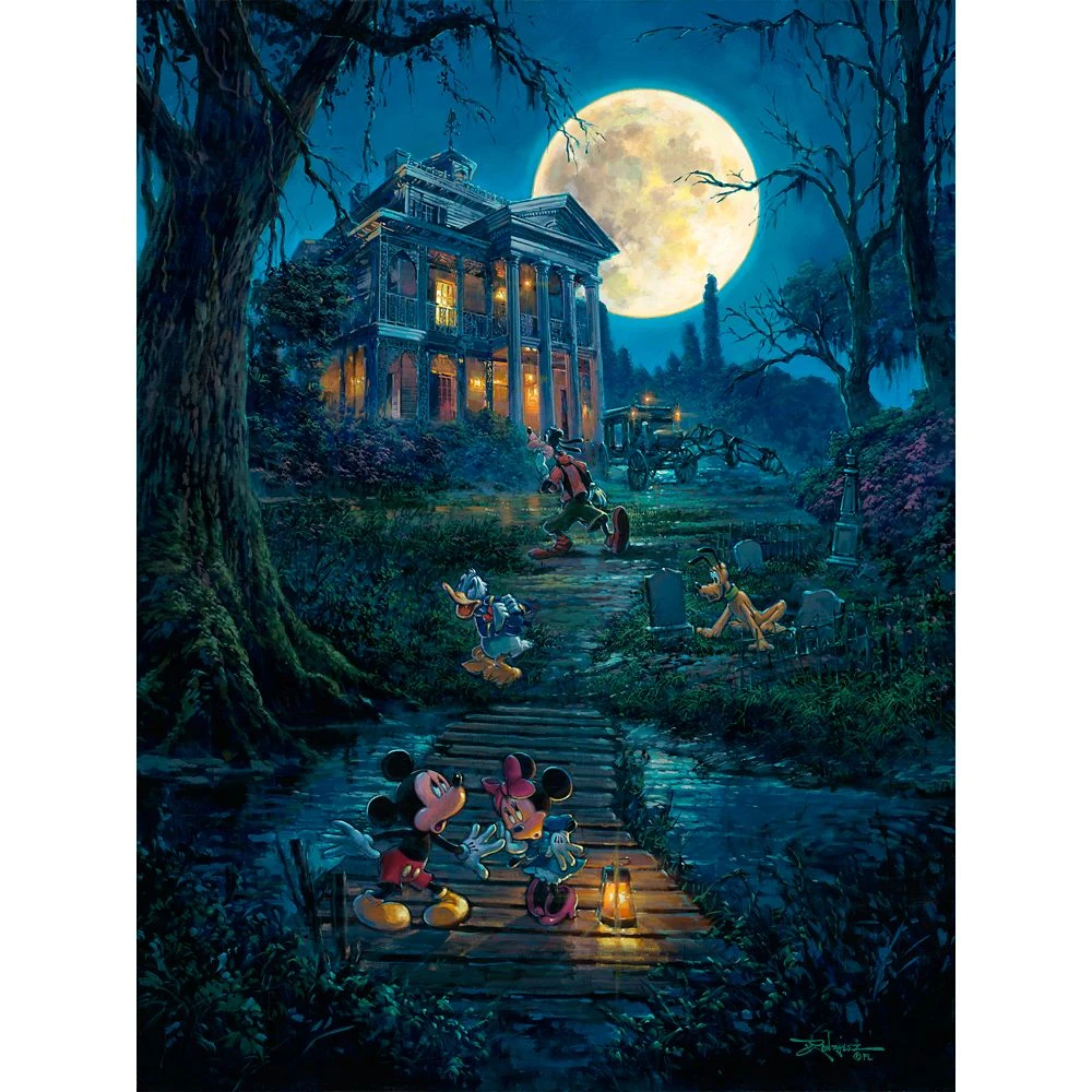 Disney Mickey Mouse At The Haunted Mansion ''A Haunting Moon Rises'' By Rodel Gonzalez Canvas Artwork – Limited Edition 3 Disney Mickey Mouse At The Haunted Mansion ''A Haunting Moon Rises'' By Rodel Gonzalez Canvas Artwork – Limited Edition