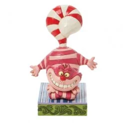 Disney Traditions Cheshire Cat Figurine - Candy Cane Cheer